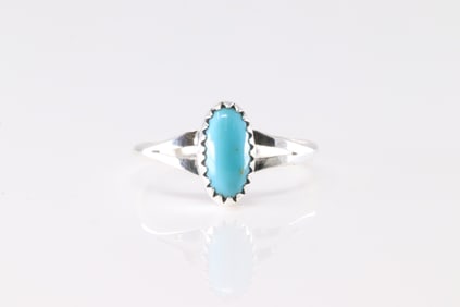 Native America Navajo Sterling Silver Turquoise Ring By Letricia Largo.