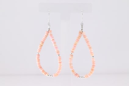 Native America Navajo Sterling Silver Pink Conch Dangling Earring's.