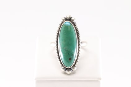 Native America Navajo Sterling Silver Turquoise Ring By Eugene Belone.