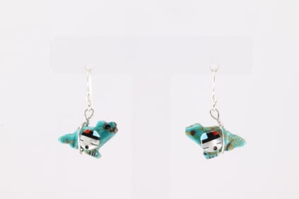 Native America Zuni Sterling Silver Multi-Color Stone Inlay / Fetish Earring's By  Darrin Boone &