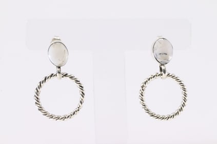 Native America Navajo Sterling Silver White Buffalo Post Dangling Earring's By Annette Martinez.