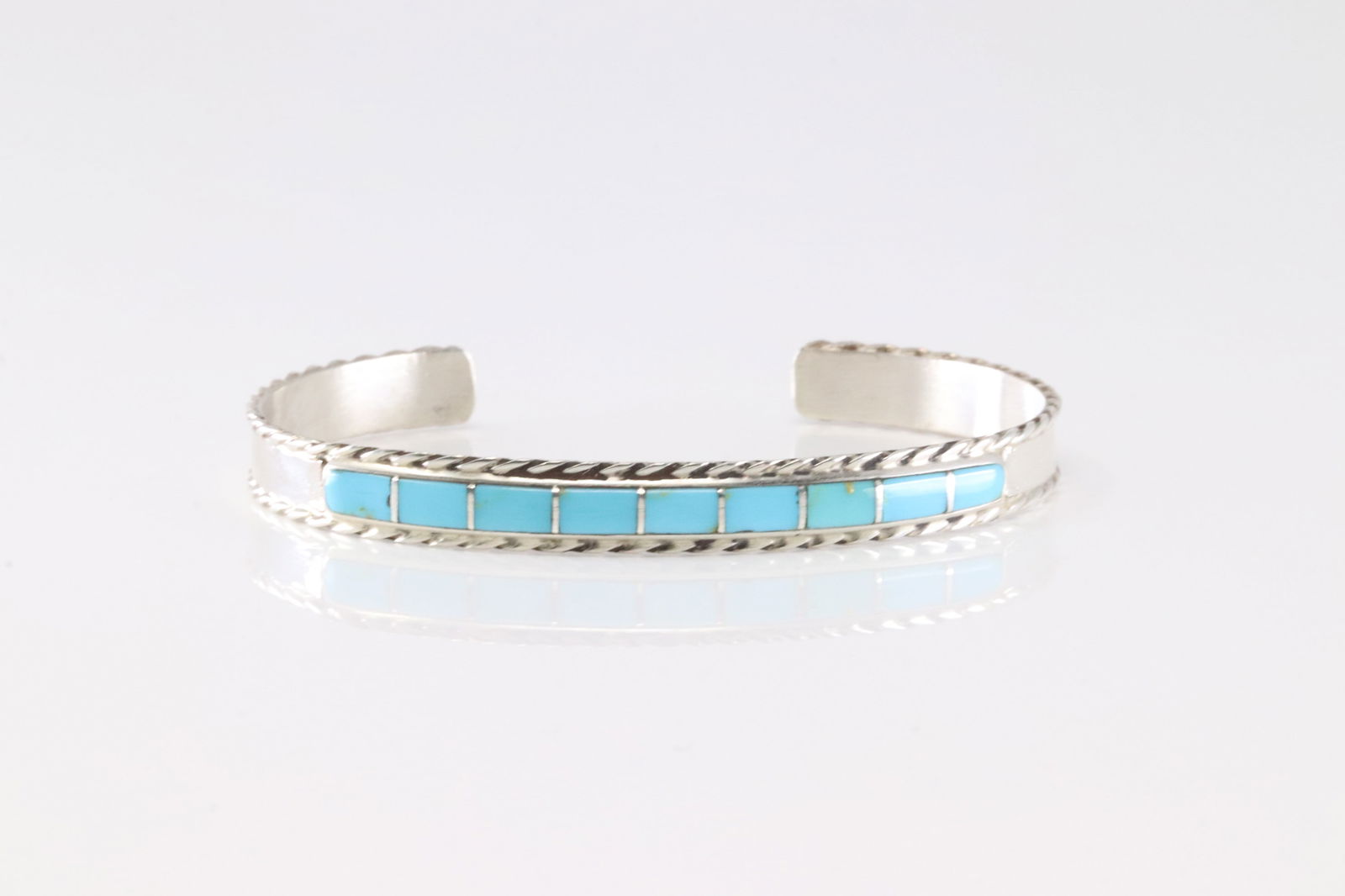 Native America Navajo Sterling Silver Turquoise Bracelet Cuff By J.P.: This is a Native America Navajo Sterling Silver Turquoise Bracelet Cuff By J.P.