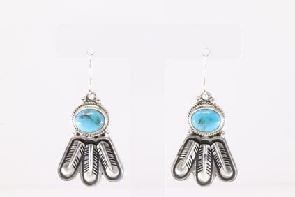 Native America Navajo Sterling Silver Turquoise Dangling Earring's.