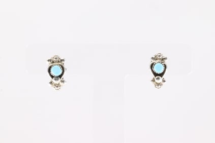 Native America Navajo Sterling Silver Turquoise Post Earring's By Verdi Booqua.
