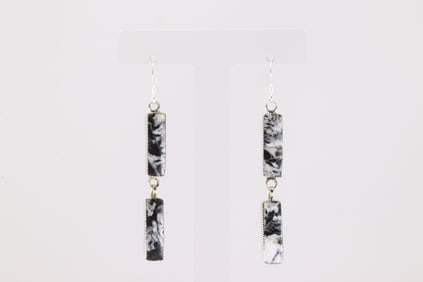 Native America Navajo Sterling Silver White Buffalo Dangling Earring's By Irvin Tsosie.