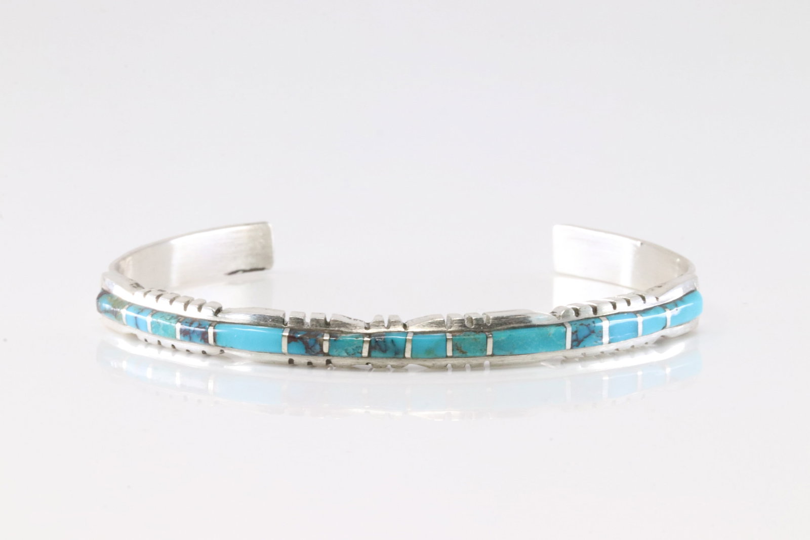 Native America Zuni Sterling Silver Multi-Color Stone Inlay Barcelet Cuff By Sheldon Lalio.: This is a Native America Zuni Sterling Silver Multi-Color Stone Inlay Barcelet Cuff By Sheldon Lalio.
