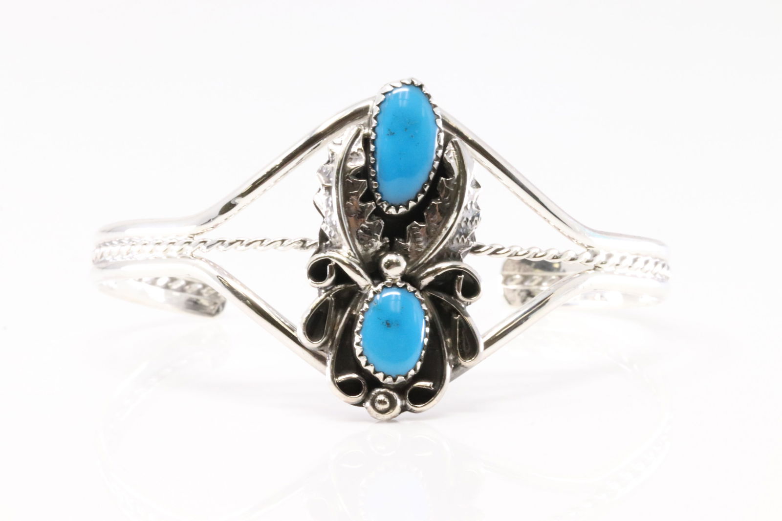 Native America Navajo Sterling Silver Turquoise Bracelet Cuff By Harry B. Yazzie. (1 of 4)