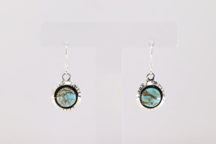 Native America Navajo Sterling Silver Turquoise Dangling Earring's By Amos Begay.
