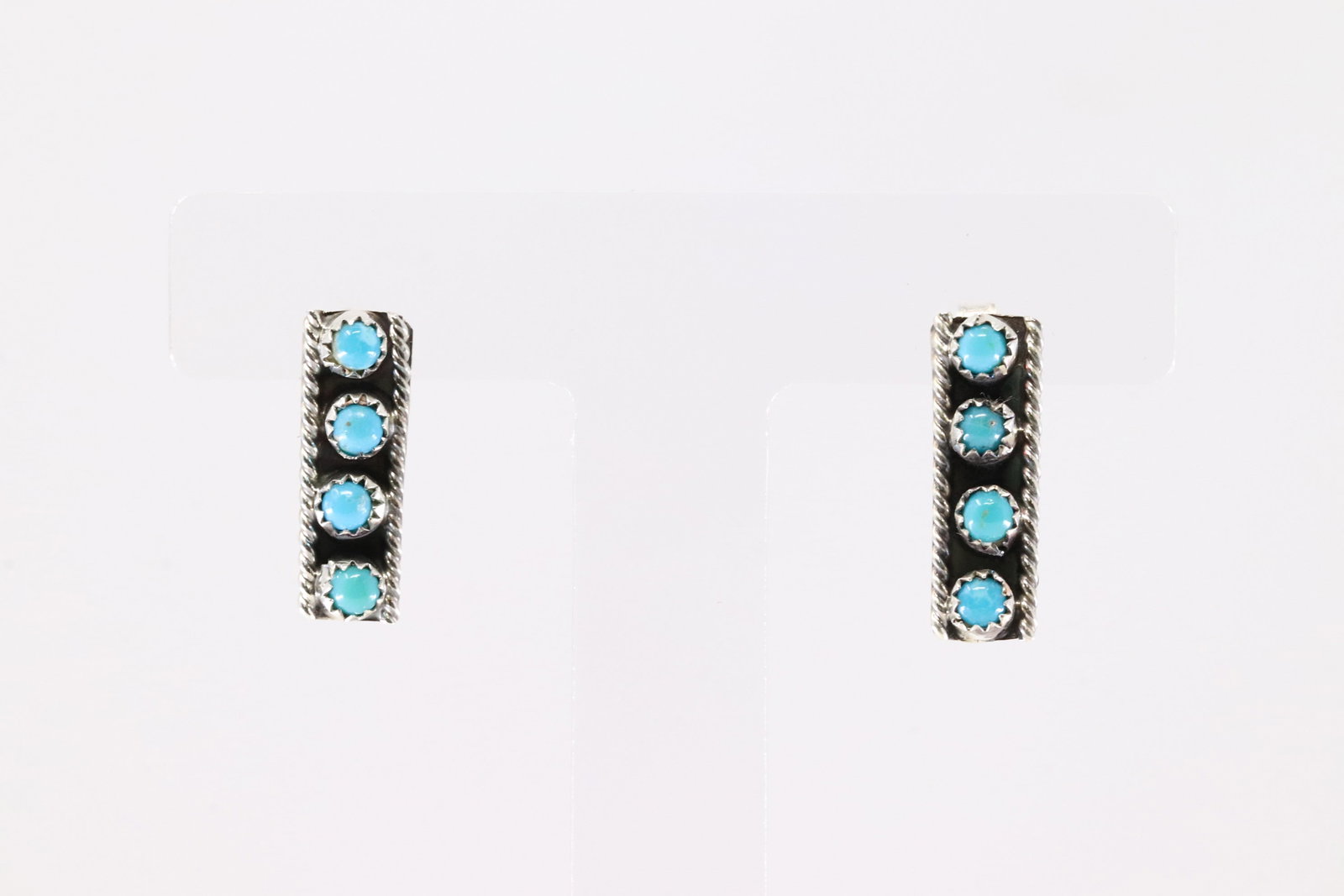 Native America Navajo Sterling Silver Turquoise Post Earring's By Janice Spencer.: This is a Native America Navajo Sterling Silver Turquoise Post Earring's By Janice Spencer.