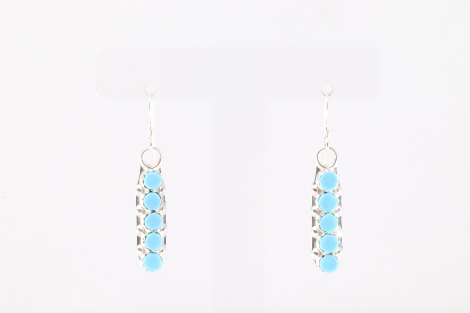 Native American Zuni Sterling Silver Turquoise Dangling Earring's By Swain Charlie / Vanessa Hatie.: This is a Native American Zuni Sterling Silver Turquoise Dangling Earring's By Swain Charlie / Vanessa Hatie.