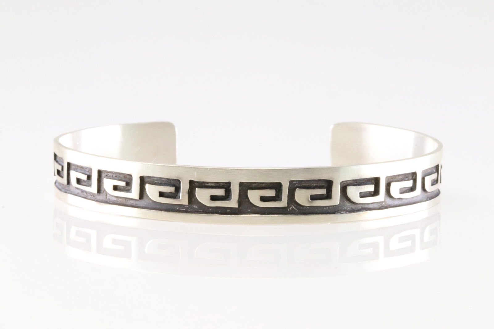 Native American Navajo Sterling Silver Stamped Design Bracelet Cuff By Lester Gene.: This is a Native American Navajo Sterling Silver Stamped Design Bracelet Cuff By Lester Gene.