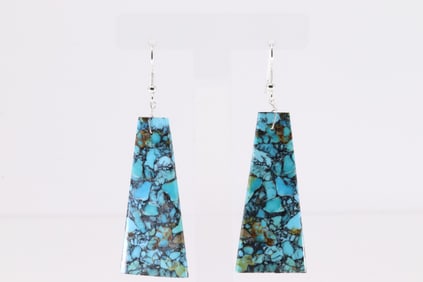 Native America Navajo Sterling Silver Turquoise Dangling Earring's By Jameson Pete.