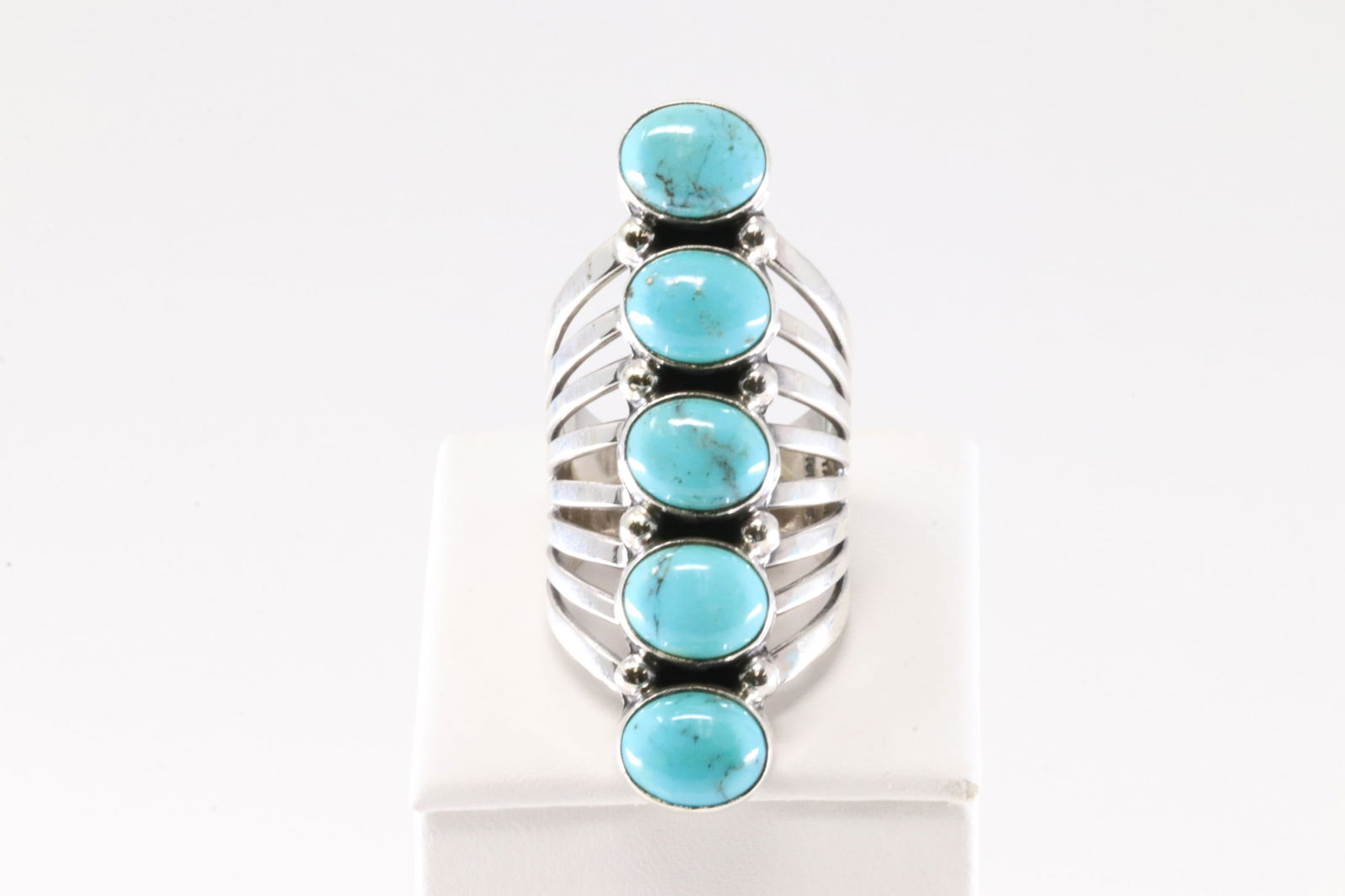 Native America Navajo Sterling Silver Turquoise Ring 5 Stone By Thomas Yazzie. (1 of 4)