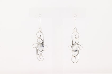 Native America Navajo Sterling Silver White Buffalo Dangling Earring's By Sheena Jack.