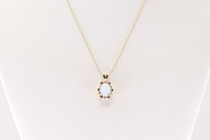 Opal & Diamond Pendant / Necklace 14Kt.