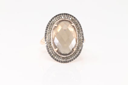 Smoky Topaz & Diamond Ring 14Kt.