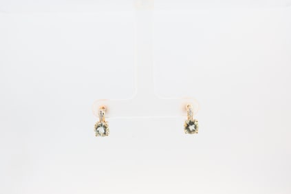 Gemstone & Diamond Stud Earring 10Kt.