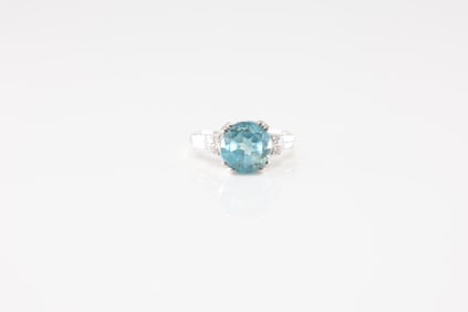 Blue Topaz & Diamond Ring 14Kt.