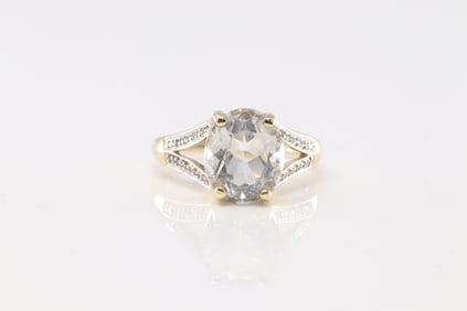 Aquamarine & Diamod Ring 14Kt.