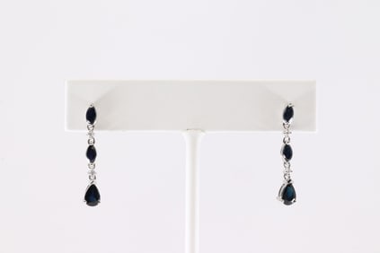 Sapphire & Diamond Stud / Dangling Earring 14Kt.