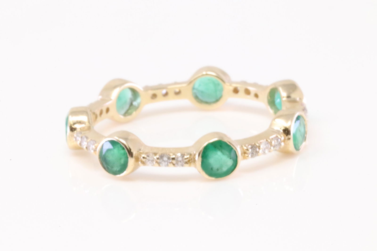 Emerald & Diamond Eternity Ring 14Kt. (1 of 4)