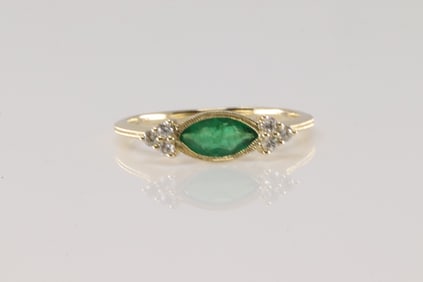 Emerald & Diamond Ring 14Kt.