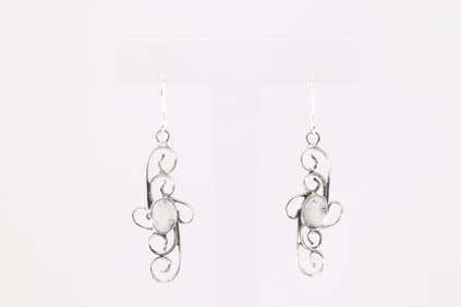 Native America Navajo Sterling Silver White Buffalo Dangling Earring's By Sheena Jack.
