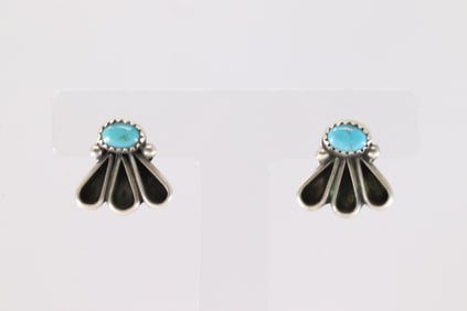 Native America Navajo Sterling Silver Turquoise Post Earring's By Geraldine James.