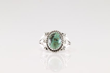 Native America Navajo Sterling Silver Turquoise Ring By Michael Dakai.