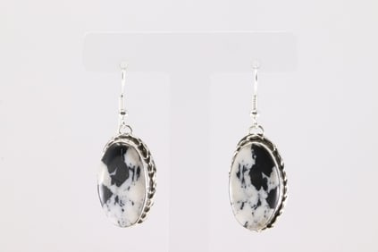 Native America Navajo Sterling Silver White Buffalo Dangling Earring's By Mike Dedman.