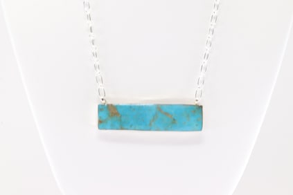 Native America Navajo Sterling Silver Turquoise Necklace By Sehnna Jack.