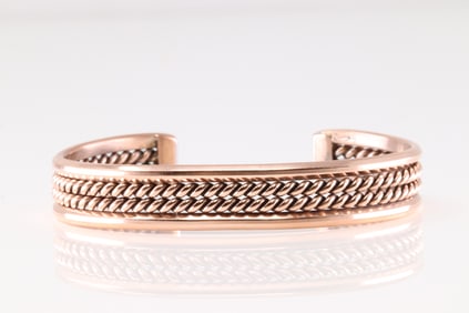 Native America Navajo Copper Bracelet Cuff By Elaine Tahe.