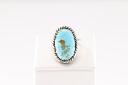 Native America Navajo Sterling Silver Turquoise Ring By D.