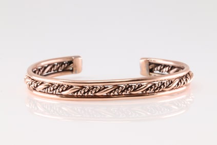 Native America Navajo Copper Bracelet Cuff By Elaine Tahe.
