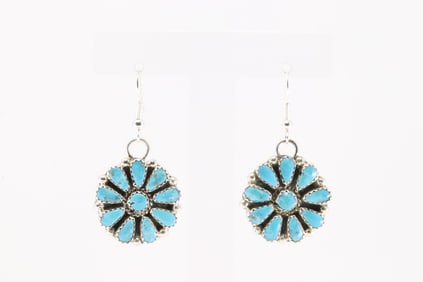Native America Navajo Sterling Silver Kingman Turquoise Dangling Earring's By Alicia Wilson.