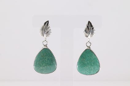 Native America Navajo Sterling Silver Turquoise Post / Dangling Earring's By Hiram Largo.