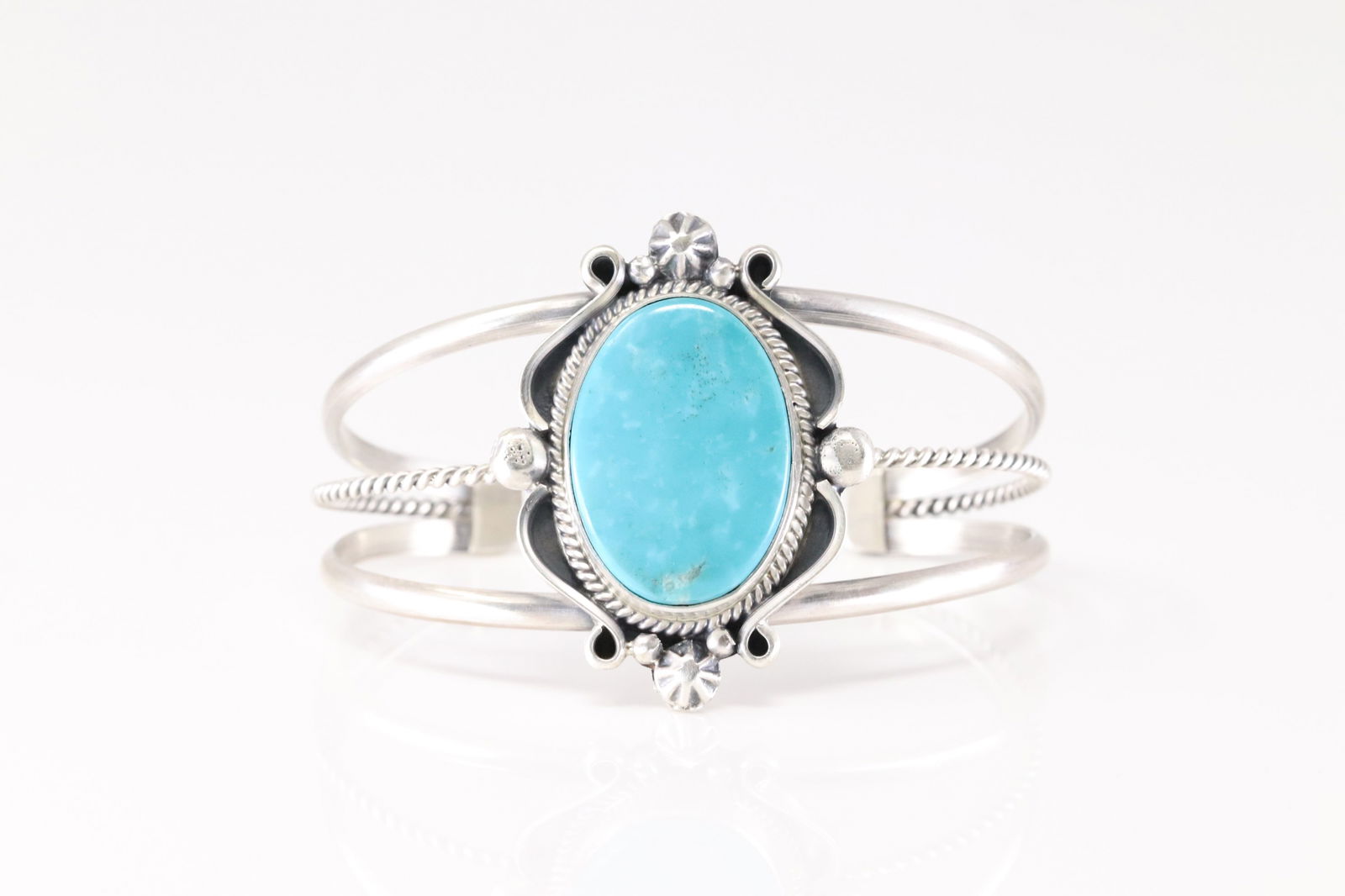 Native America Navajo Sterling Silver Turquoise Bracelet Cuff By Annie M. (1 of 4)