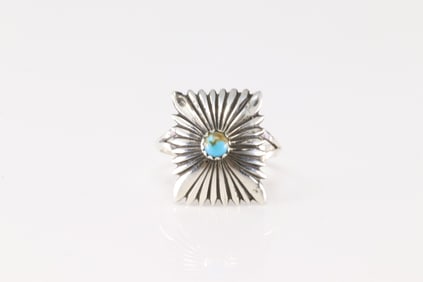 Native America Navajo Sterling Silver Turquoise Ring By Letricia Largo.