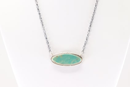 Native America Navajo Sterling Silver Kingman Turquoise Necklace By Steve Francisco.
