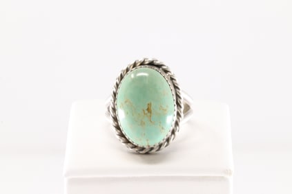 Native America Navajo Sterling Silver Turquoise Ring By C.