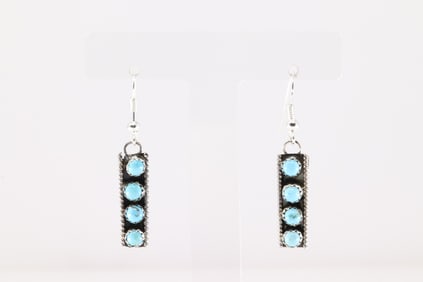Native America Navajo Sterling Silver Turquoise Dangling Earring's By Janic Spencer.