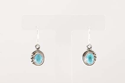 Native America Navajo Sterling Silver Turquoise Dangling Earring's By Rita Largo.