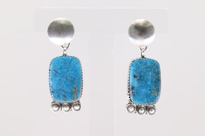 Native America Navajo Sterling Silver Turquoise Post Dangling Earring's By Selina Warner.
