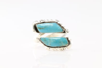 Native America Navajo Sterling Silver Turquoise Ring By Jeremy Delgarito.