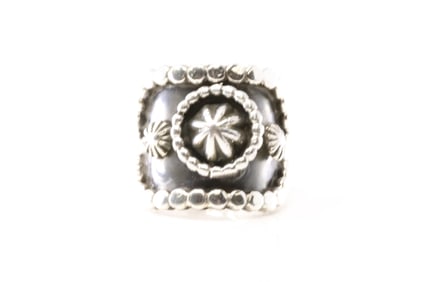 Native America Navajo Sterling Silver Stamped Ring By Andrew Vandever.