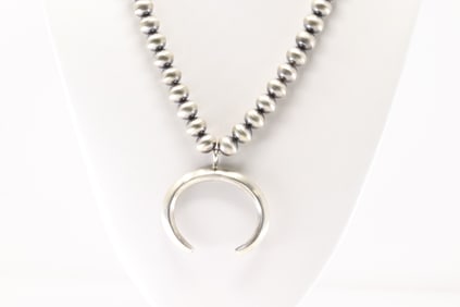 Native America Navajo Sterling Silver Pearl Beaded Necklace By Rena Begay / Eugene Gruber.