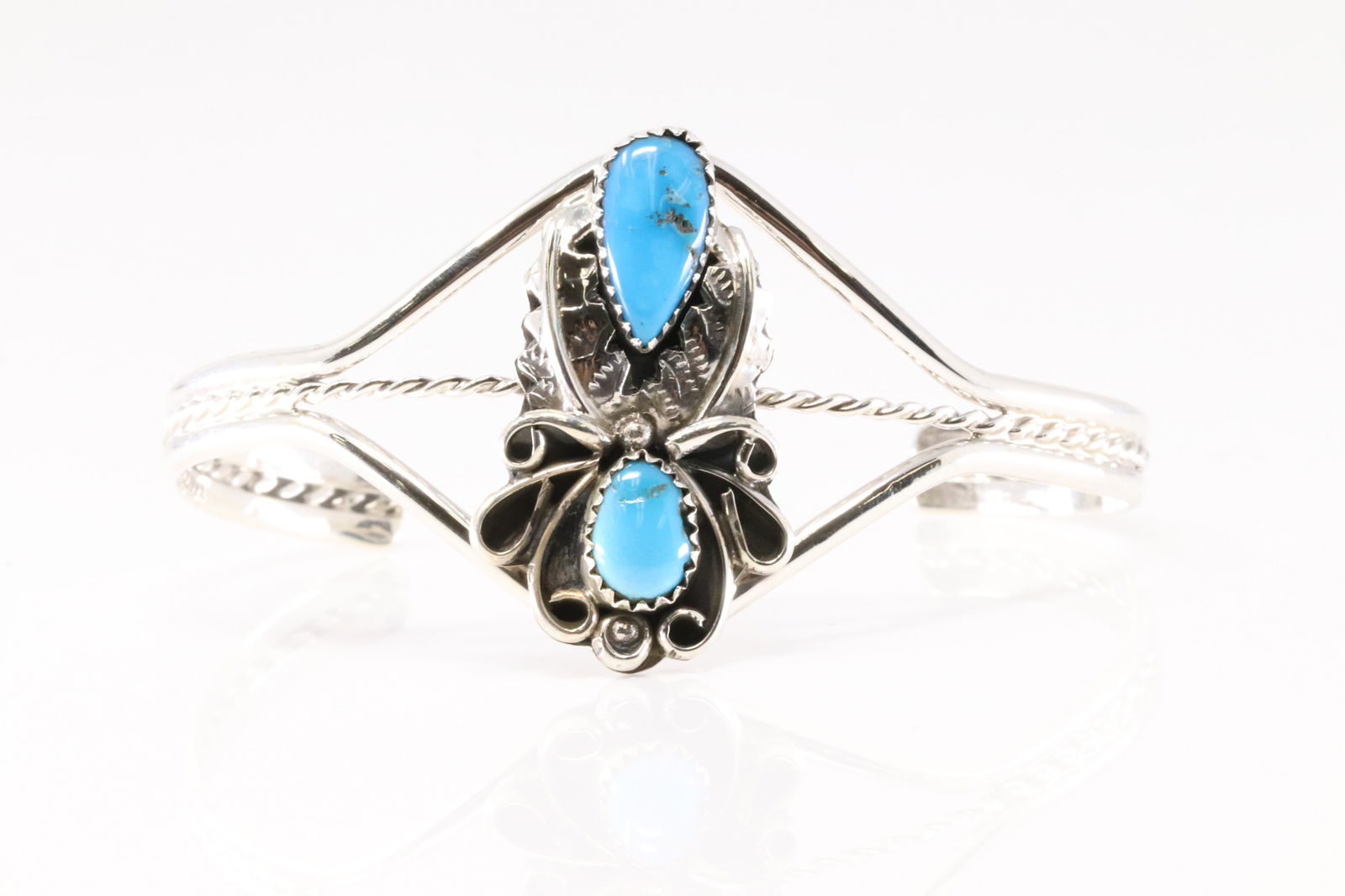 Native America Navajo Sterling Silver Turquoise Bracelet Cuff By Harry B. Yazzie. (1 of 4)