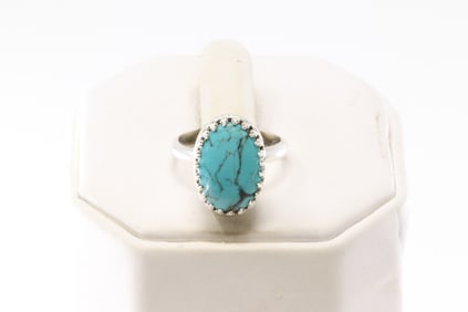 Native America Navajo Sterling Silver Turquoise Ring By P.Spencer.