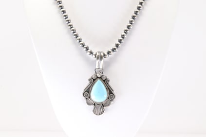Native America Navajo Sterling Silver Turquoise Pendent By Micheal Calladitto With None Navajo