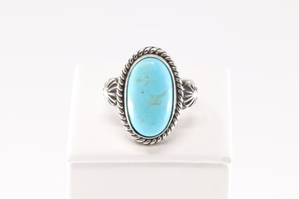 Native America Navajo Sterling Silver Turquoise Ring By R.